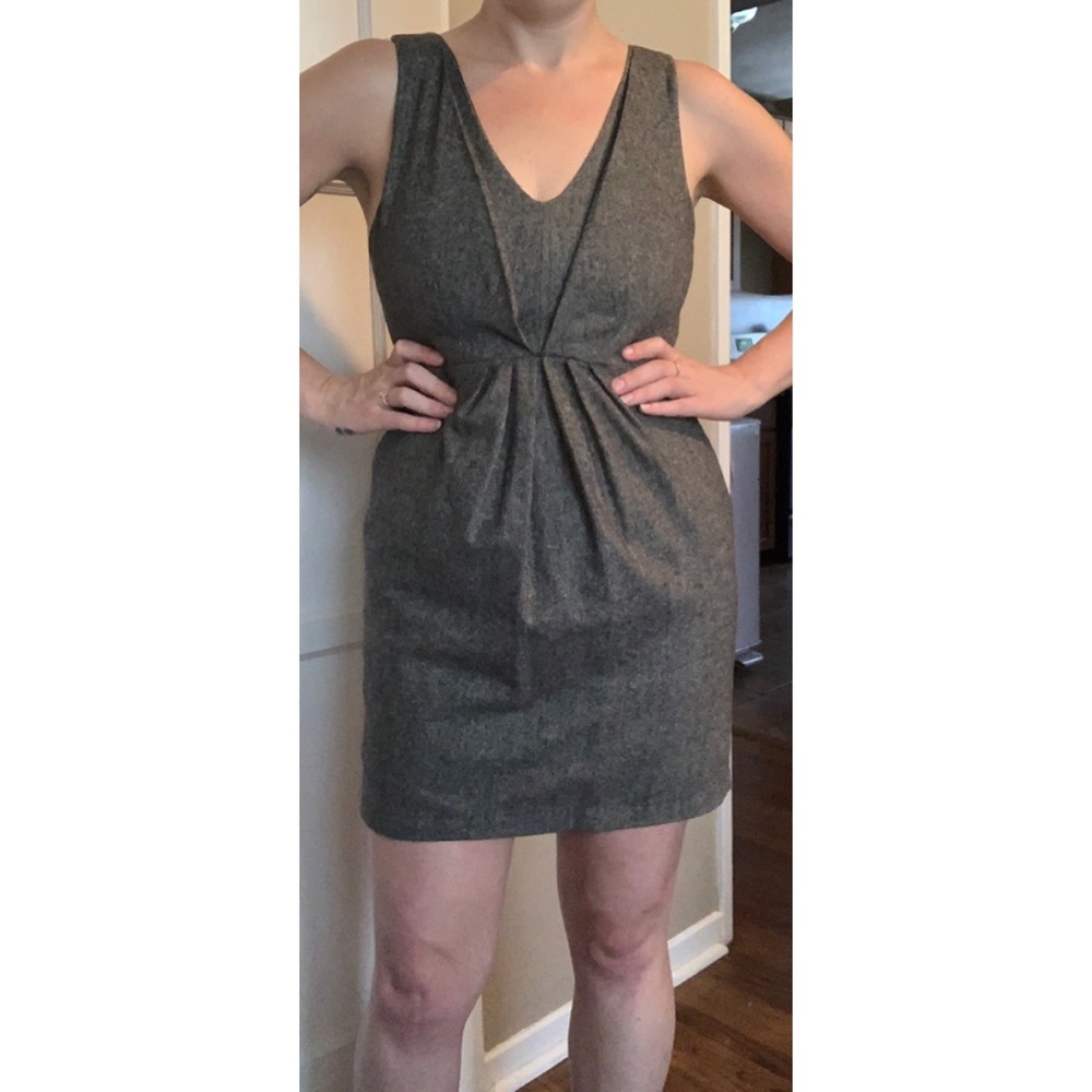 Classic sleeveless Tweed grey wool mini dress 10